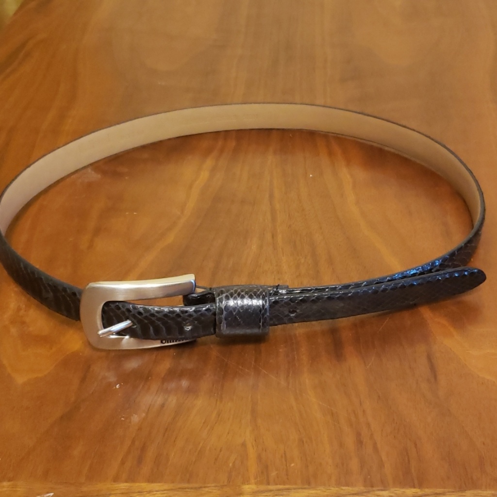 Black Snakeskin Skinny Belt